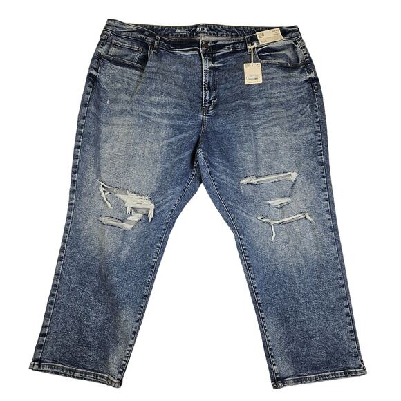 A.N.A Curvy High Rise Distressed Straight Jeans Womens 30W Stretch Denim Blue - Picture 13 of 13